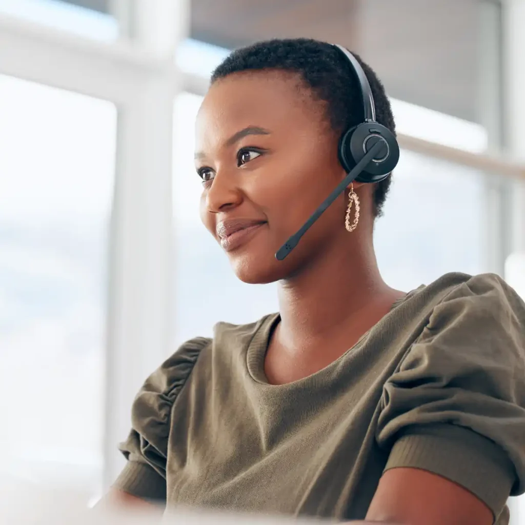 Woman working in call center